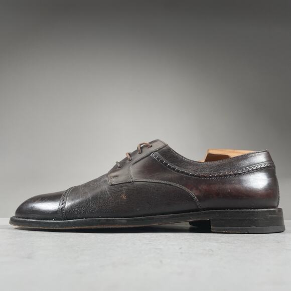 Mezlan Napoli Men's Size 9.5 Brown Leather Cap Toe Oxfords Dress Shoe Casual EUC - Picture 1 of 9